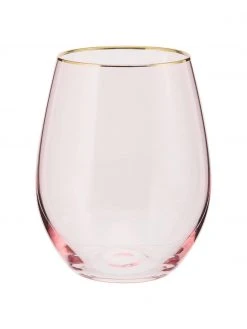 Ladelle Wassergläser Chloe in Rosa mit Goldrand, 4 Stück, Ø 9 x H 12 cm, 600 mlNur noch wenige verfügbar