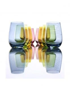 Wassergläser Elements in Blau, 6 Stück, Ø 9 x H 12 cm, 465 ml -Küche Geschäft Wasserglaser Elements in Blau 6 Stuck 3