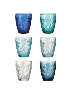Villa D'Este Home Tivoli Wassergläser-Set Pantelleria mit Korallenmotiv, 6-tlg., Ø 9 x H 10 cmNur noch wenige verfügbar
