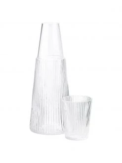 Stelton Wasserkaraffe Pilastro mit Glas, 1 L, 2er-Set, H 27 cm, 1 L