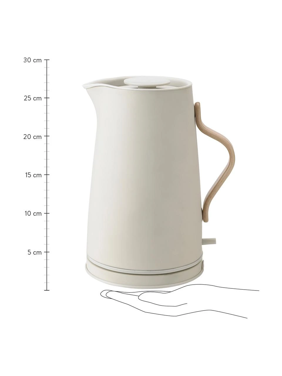 Wasserkocher Emma in Beige/matt, 1.2 L, Korpus: Edelstahl, beschichtet, Griff: Buchenholz, Beige, 1.2 L Stelton Wasserkocher Emma in Beige/matt, 1.2 L -Küche Geschäft Wasserkocher Emma in Beigematt 12 L 1