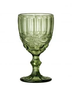 Bloomingville Weingläser Florie in Grün im Landhausstil, 4 Stück, Ø 9 x H 17 cm, 240 ml