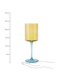 Bahne Weingl&auml;ser Lilly in Gelb/Blau, 2 St&uuml;ck, Ø 9 x H 24 cm, 430 ml -Küche Geschäft Weinglaser Lilly in GelbBlau 2 Stuck 2