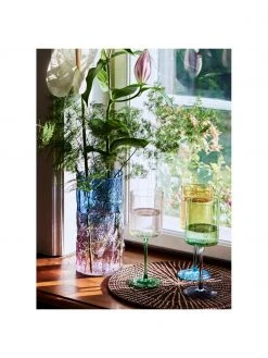 Bahne Weingl&auml;ser Lilly in Gelb/Blau, 2 St&uuml;ck, Ø 9 x H 24 cm, 430 ml -Küche Geschäft Weinglaser Lilly in GelbBlau 2 Stuck 5