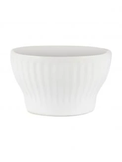 Weiße Eierbecher Groove mit Rillenstruktur, 4 Stück, Ø 6 x H 4 cm