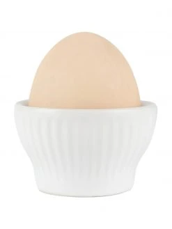 Weiße Eierbecher Groove mit Rillenstruktur, 4 Stück, Ø 6 x H 4 cm -Küche Geschäft Weisse Eierbecher Groove mit Rillenstruktur 4 Stuck 3