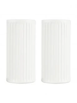 Weiße Salz- und Pfefferstreuer Groove mit Rillenstruktur, 2er-Set, Ø 4 x H 9 cm