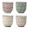 Bloomingville XS Becher Karine mit kleinem Muster, 4er-Set, Ø 7 x H 7 cm, 180 ml