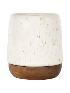 Sema XS Becher Nordika aus Steingut/Akazienholz, 2 Stück, Ø 6 x H 8 cm, 100 ml