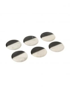 Zweifarbige Marmor-Untersetzer Mandi mit silbernen Details, 6 St&uuml;ck, Ø 10 cm -Küche Geschäft Zweifarbige Marmor Untersetzer Mandi mit silbernen Details 6 Stuck 2